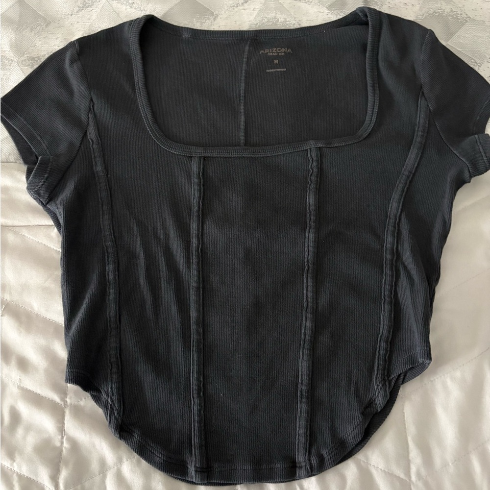 Arizona Jean Company Women's Dark Gray Short Sleeve Top